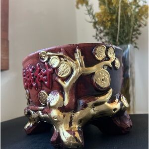 Golden Brass Treasure Bowl Feng Shui Offering Bowl Chinese Style Wealth Basin Go